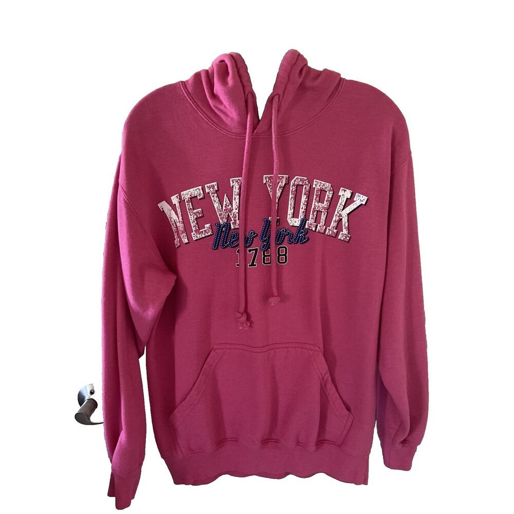 Point Sportswear Women's Hoodie New York 1788 Logo, Pink, Cotton Blend, Size M